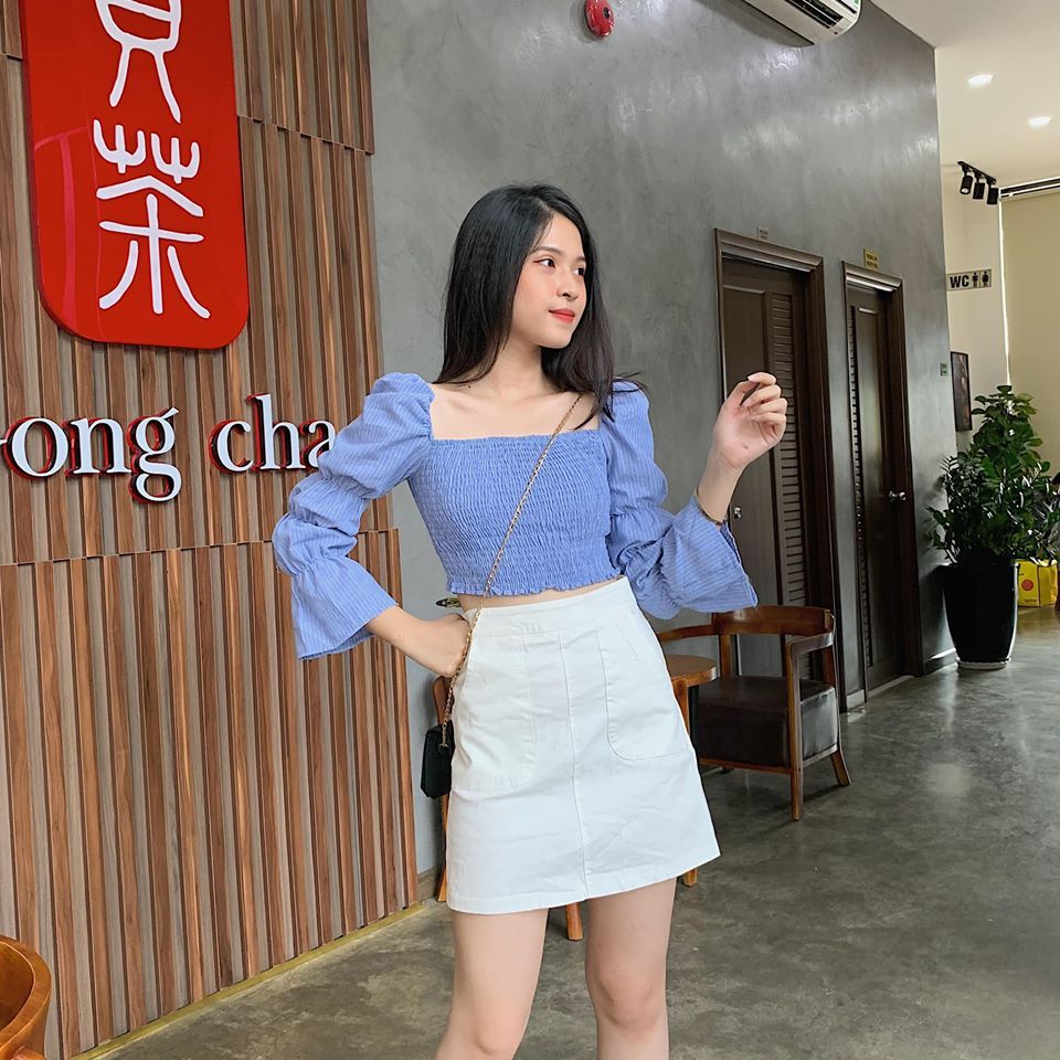 Áo nhún chỉ sọc dọc