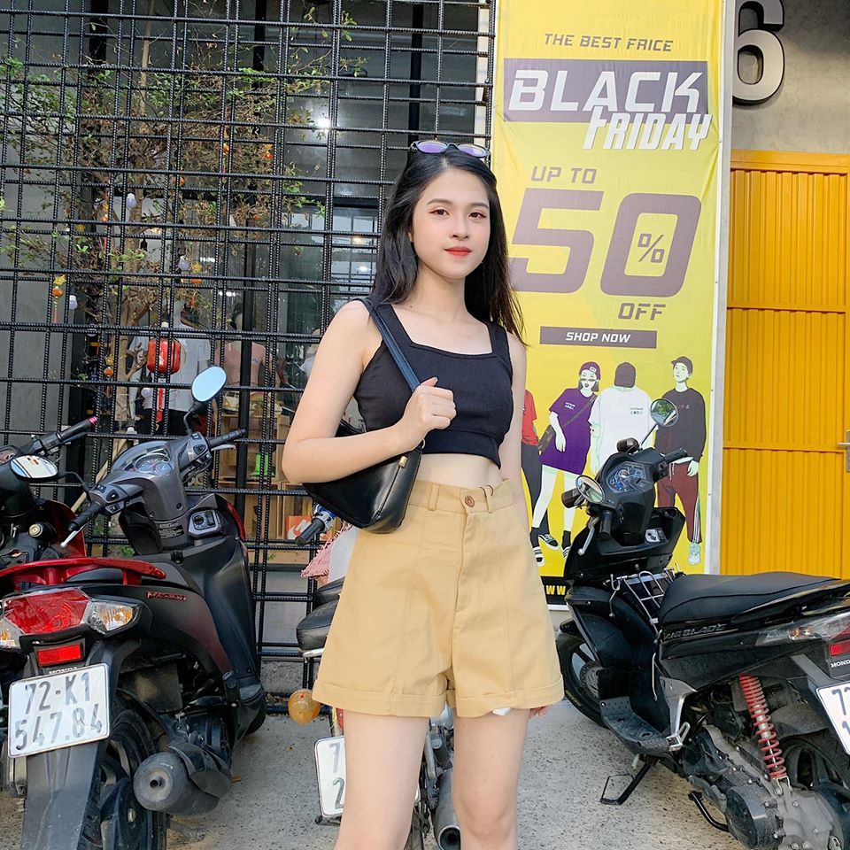 Set áo 3 lỗ đen + short nâu