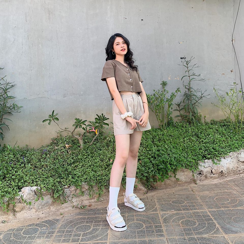 Set áo nâu + short