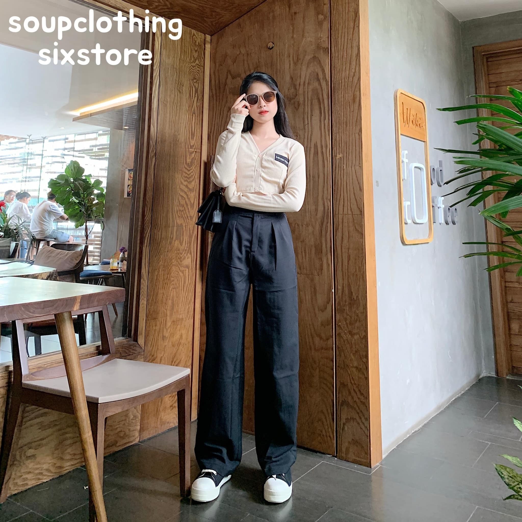 Set áo bandarsaya + quần suông đen