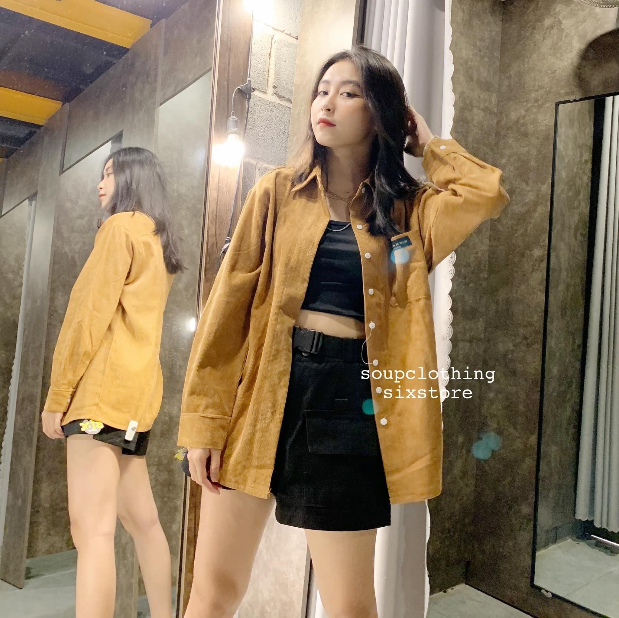 Set áo sơmi + crop dây