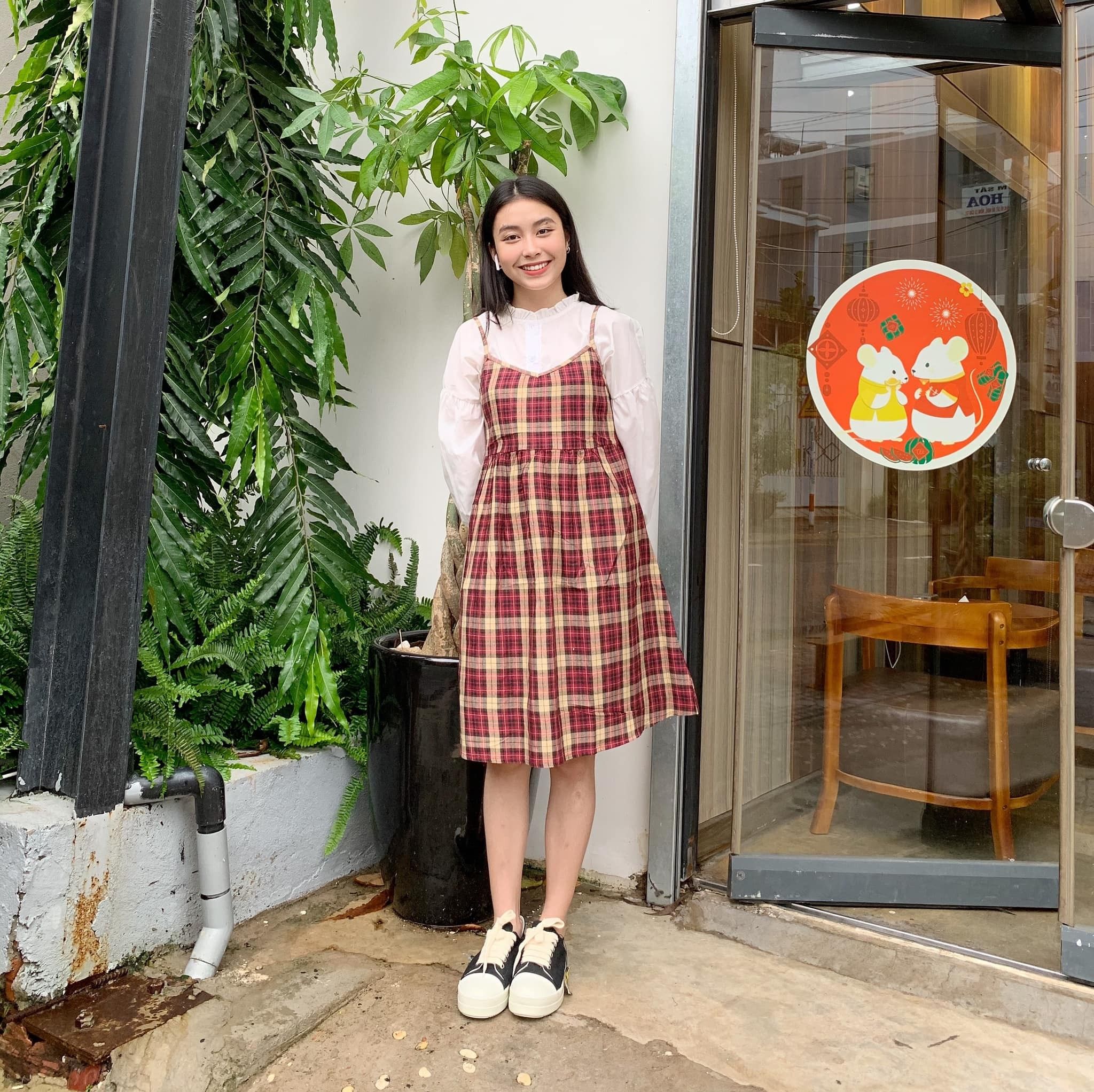 Set áo + đầm caro babydoll