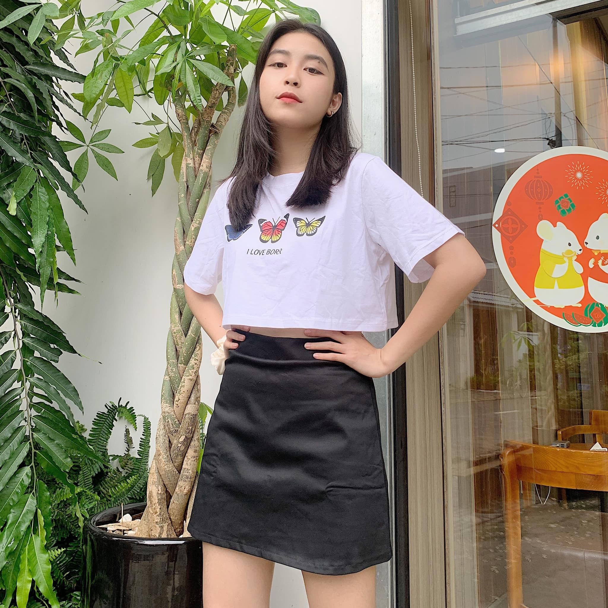 Set áo crop bướm + chân váy