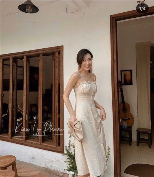 Đầm midi 2 dây nude