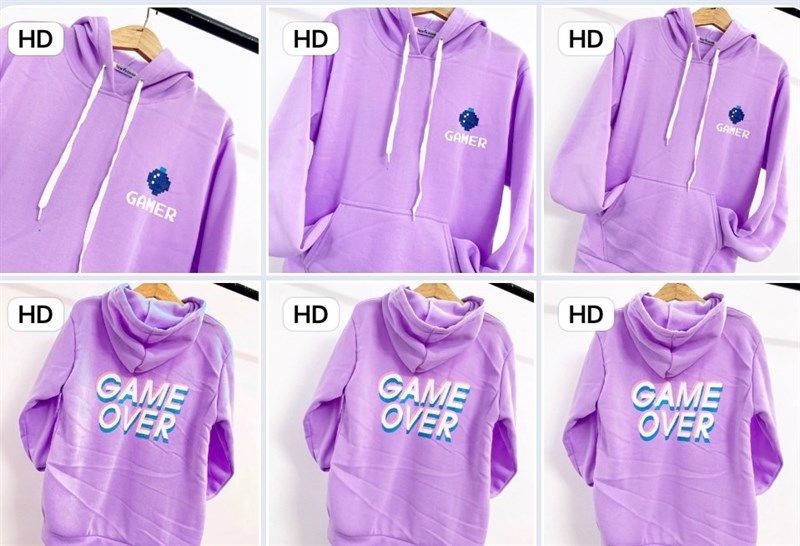 Áo hoodie game over tím
