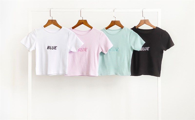 Áo croptop Blue thêu