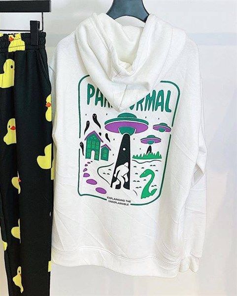 Áo hoodie đĩa bay EXPLAINDING trắng