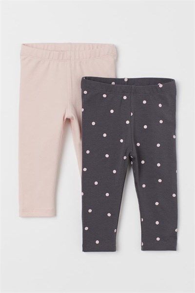 Set 2 quần legging hồng bi Hm