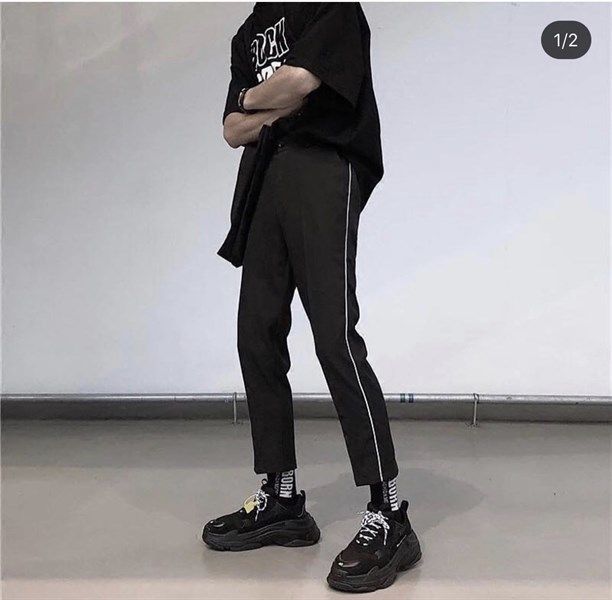 Quần tây baggy phối 1 line trắng