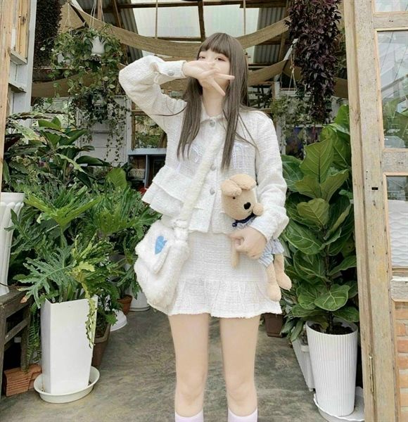 Set bố trắng tay dài phối ren