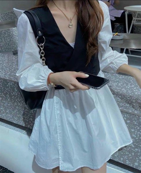 Đầm trắng phối ghile