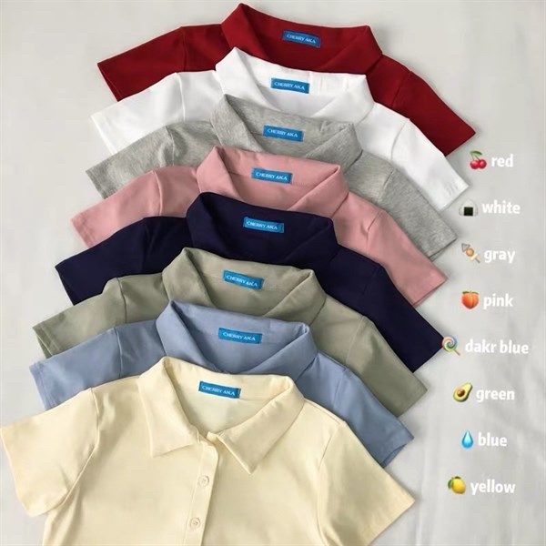 Áo croptop polo trơn