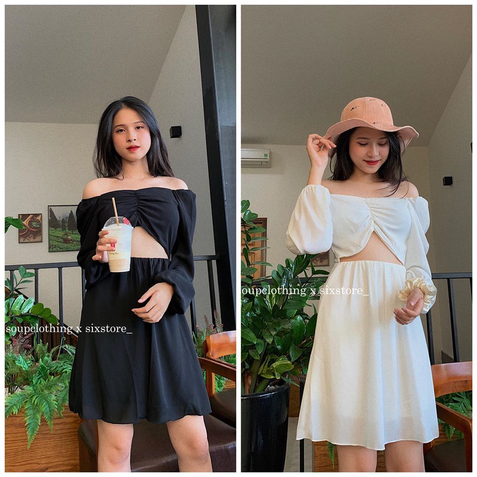 Đầm trễ vai ngực khoét eo