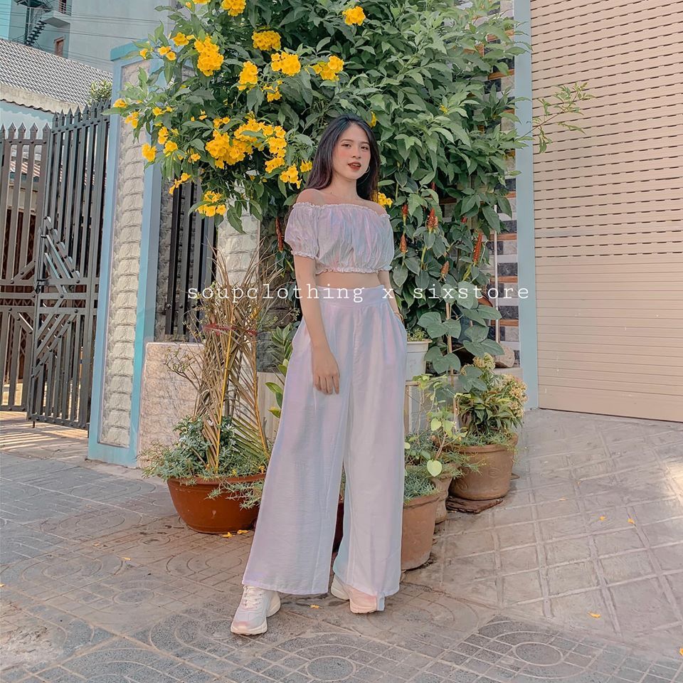 Set áo bẹt vai + quần culottes