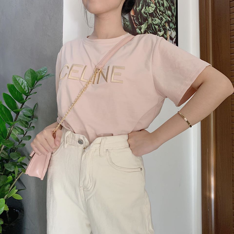 Áo thun chữ nổi Celine