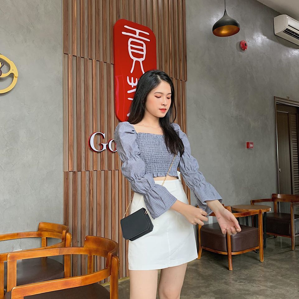 Áo nhún chỉ sọc dọc