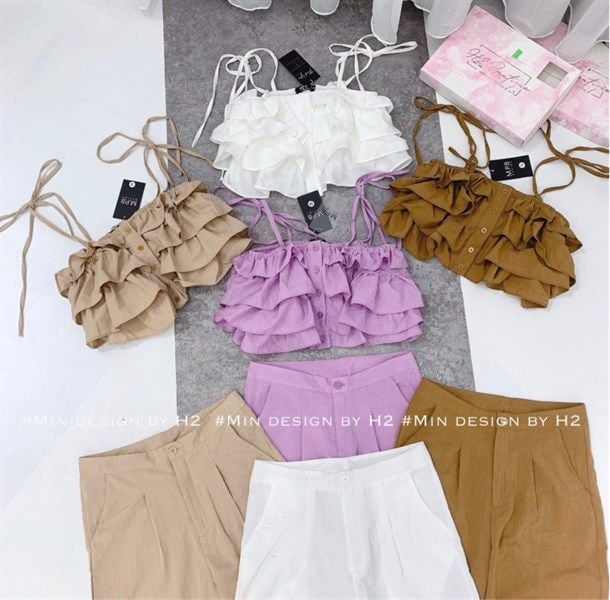 Set áo dây bèo + quần suông