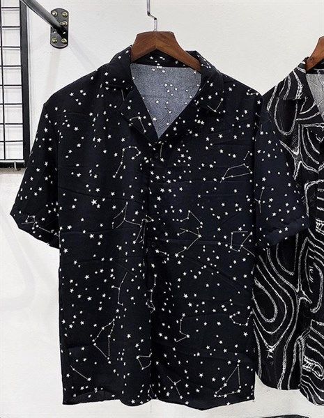 Áo sơ mi tay ngắn hoạ tiết ngôi sao unisex