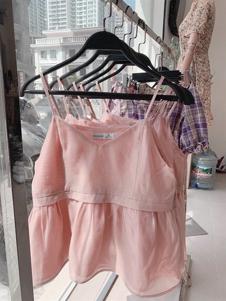 Áo babydoll 2 dây hồng