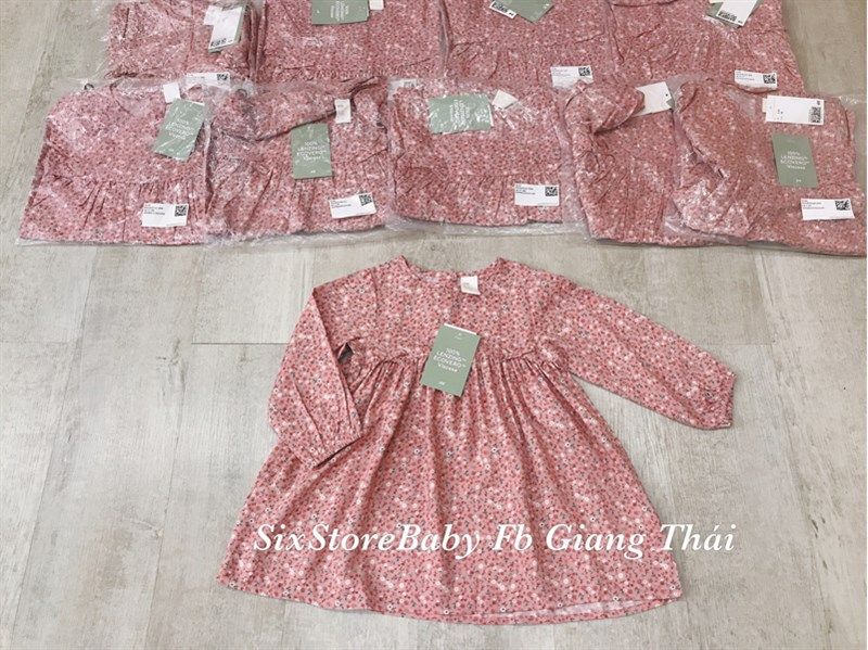 Váy hồng nơ hoa nhí Hm