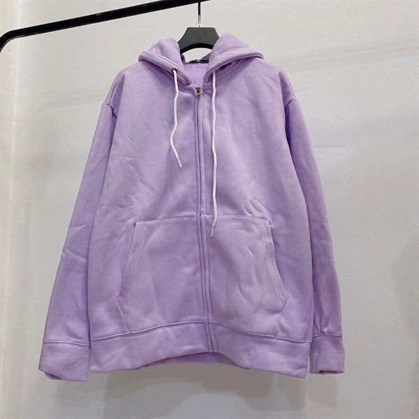 Áo khoác nỉ zip tím trơn