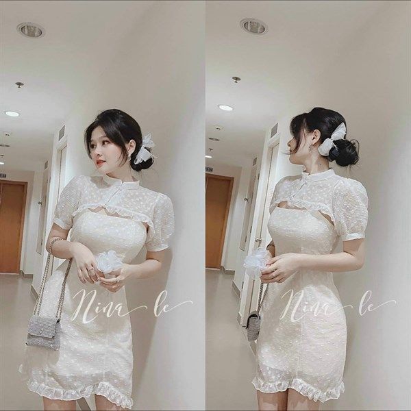 Đầm 2s kèm áo cổ tàu