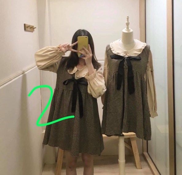 Set áo babydoll + đầm yếm