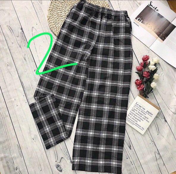 Quần baggy sọc caro