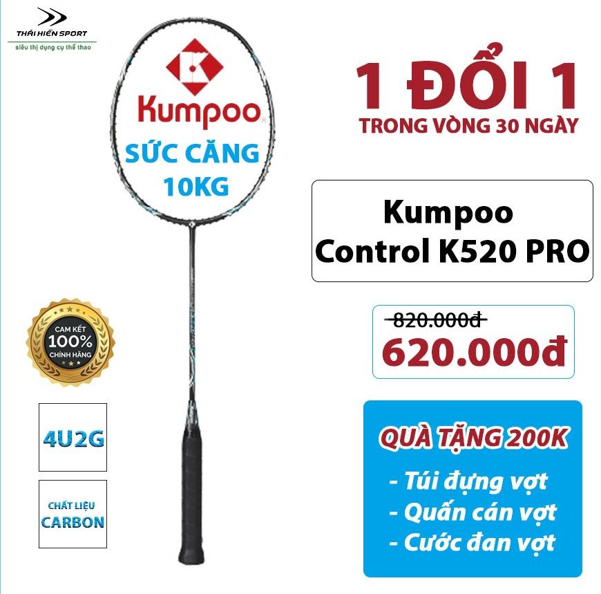  Vợt cầu lông Kumpoo  Control K520 Pro Đen 