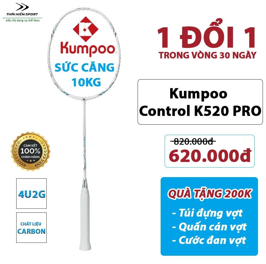  Vợt cầu lông Kumpoo  Control K520 Pro Trắng 