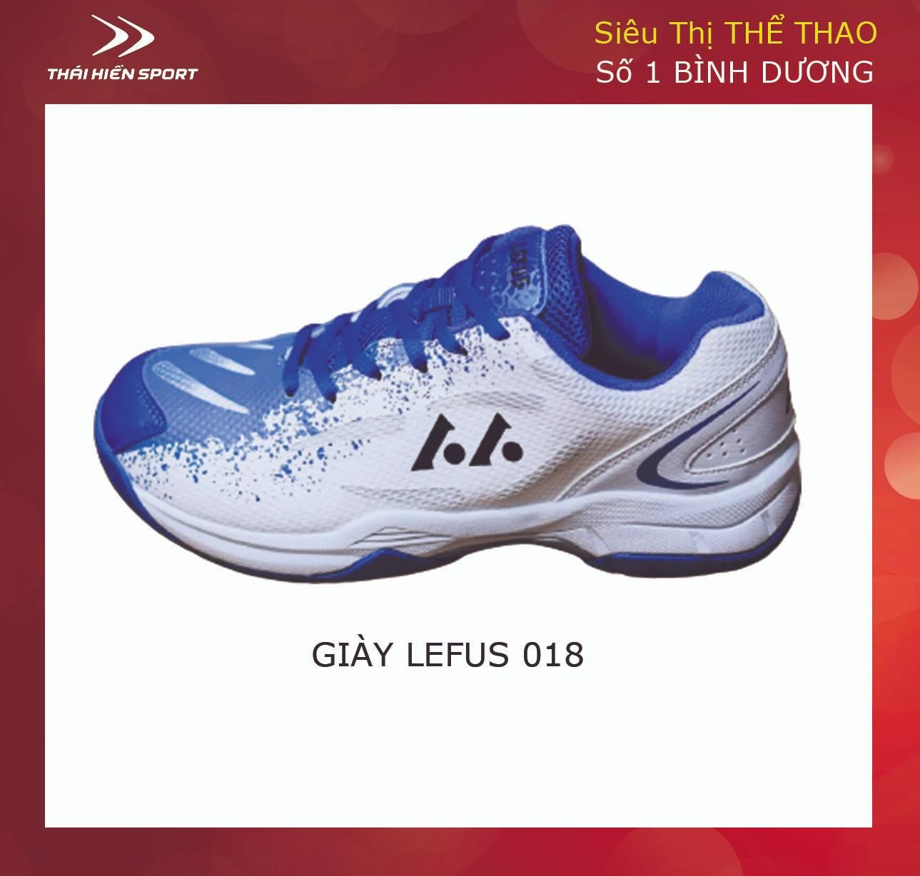  Giày cầu lông Lefus 018 trắng xanh 