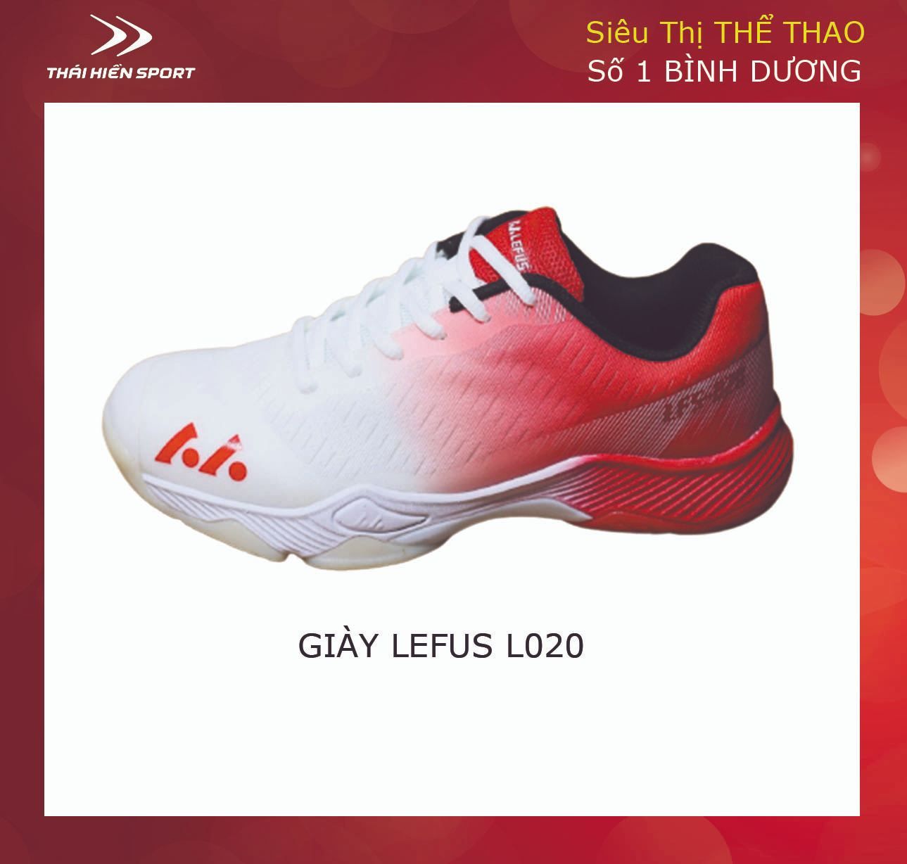  Giày cầu lông Lefus L020 trắng đỏ 