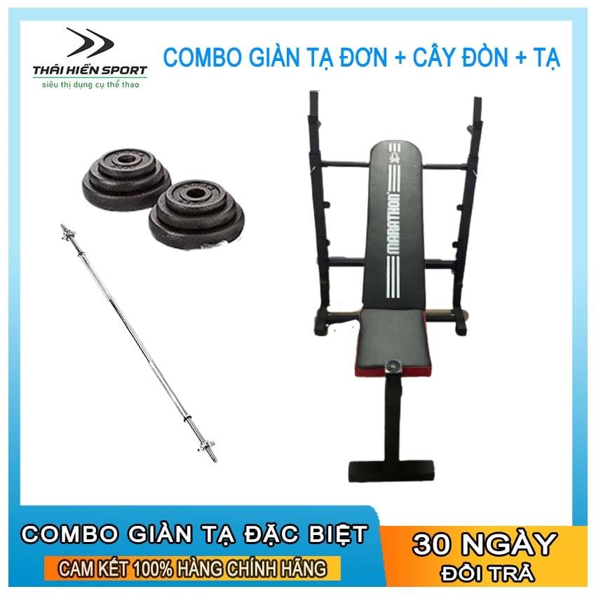  Combo 50kg tạ +ghế tạ đơn + cây đòn 