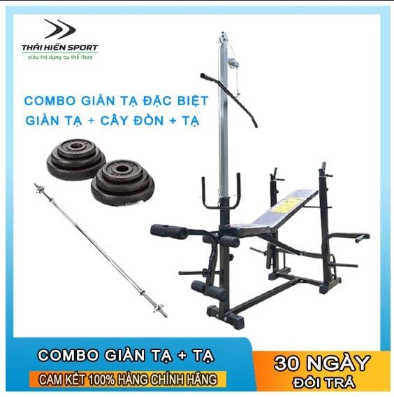  Combo 80kg tạ +ghế tạ đa năng kéo xô+ cây đòn 