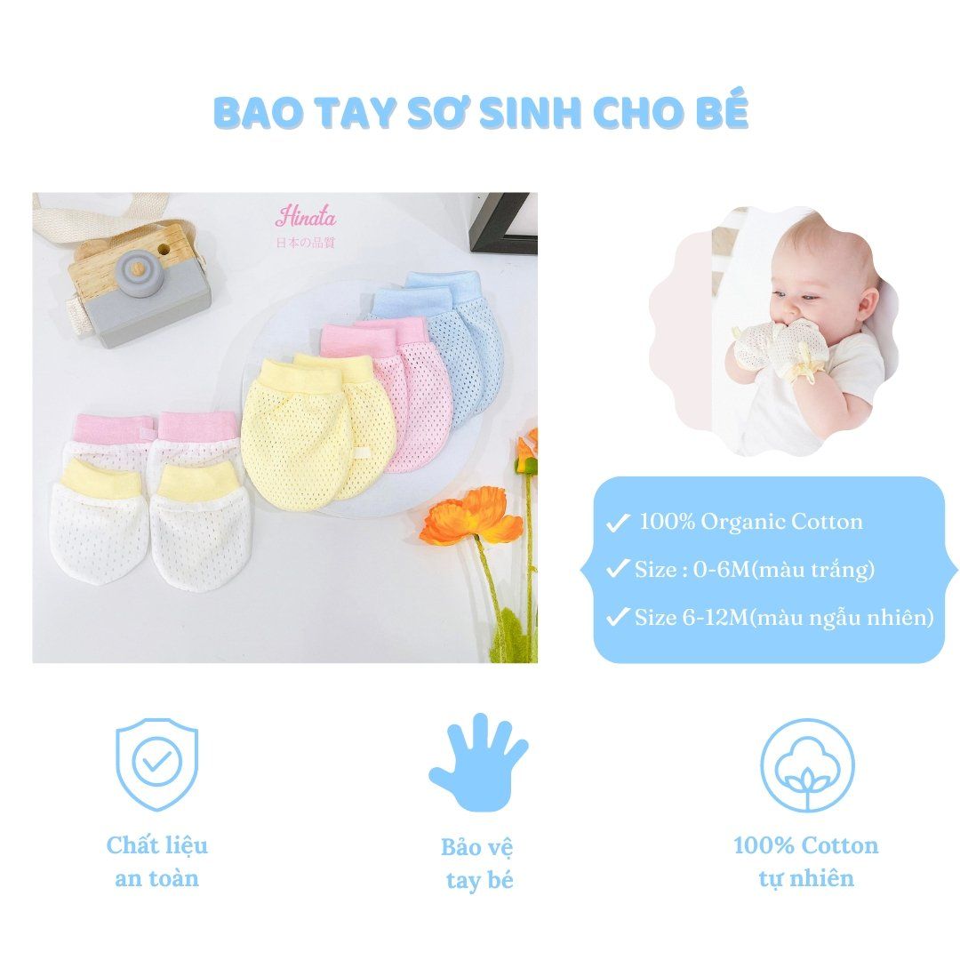 SET 5 Bao tay cho trẻ sơ sinh Hinata Nhật Bản BTA01