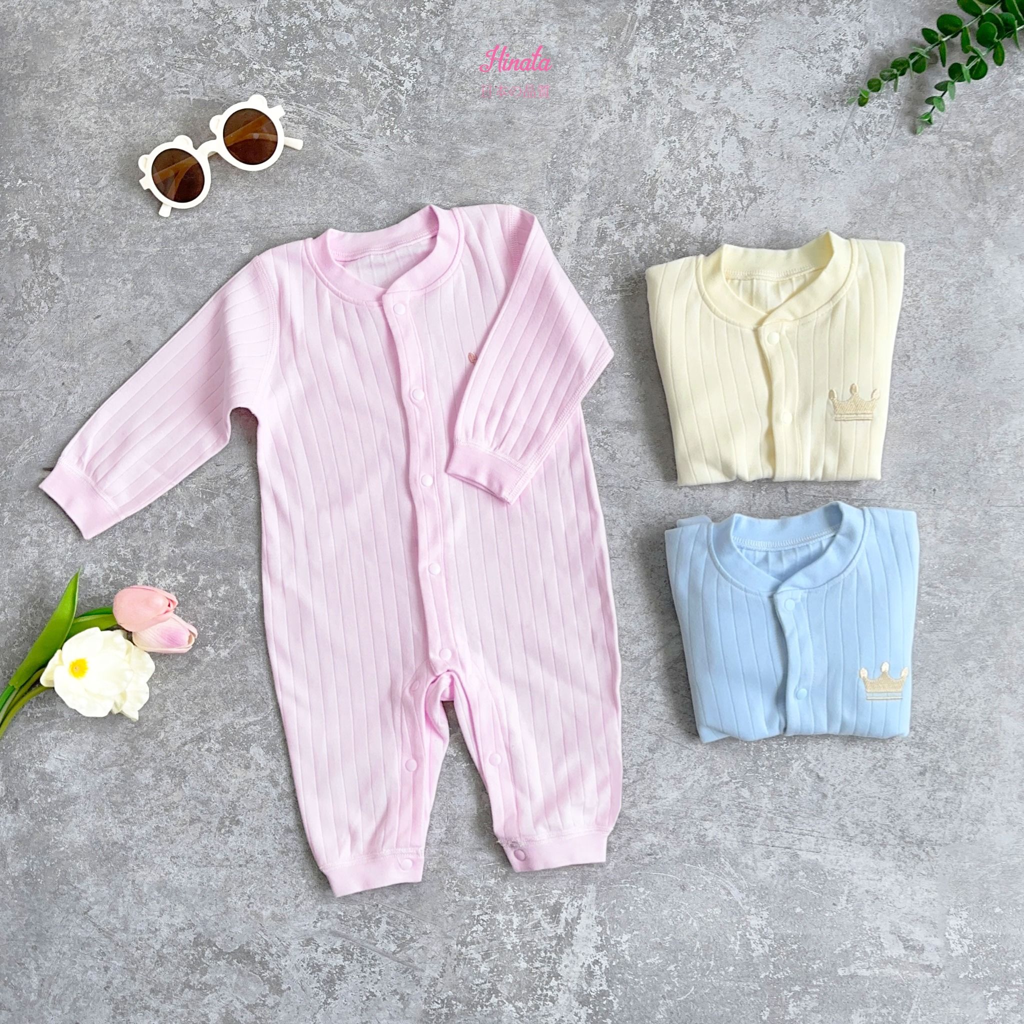 [01 Set] Body Sleepsuit unisex Hinata BF83 cho bé sơ sinh từ 0-6 tháng 