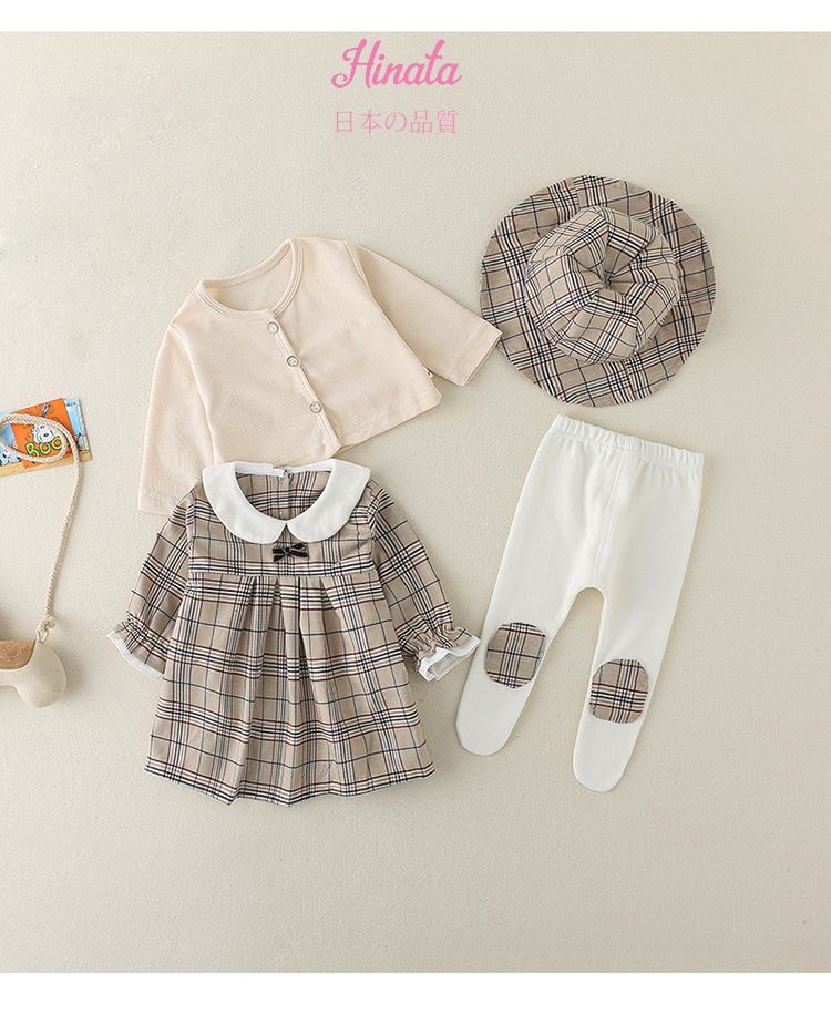 Set phối caro cho bé trai, bé gái Hinata BF34