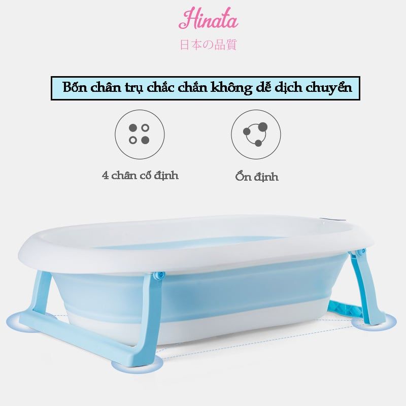 Bồn tắm gấp gọn có nhiệt kế cho trẻ em BT14 - Tặng kèm phao tắm ngôi sao