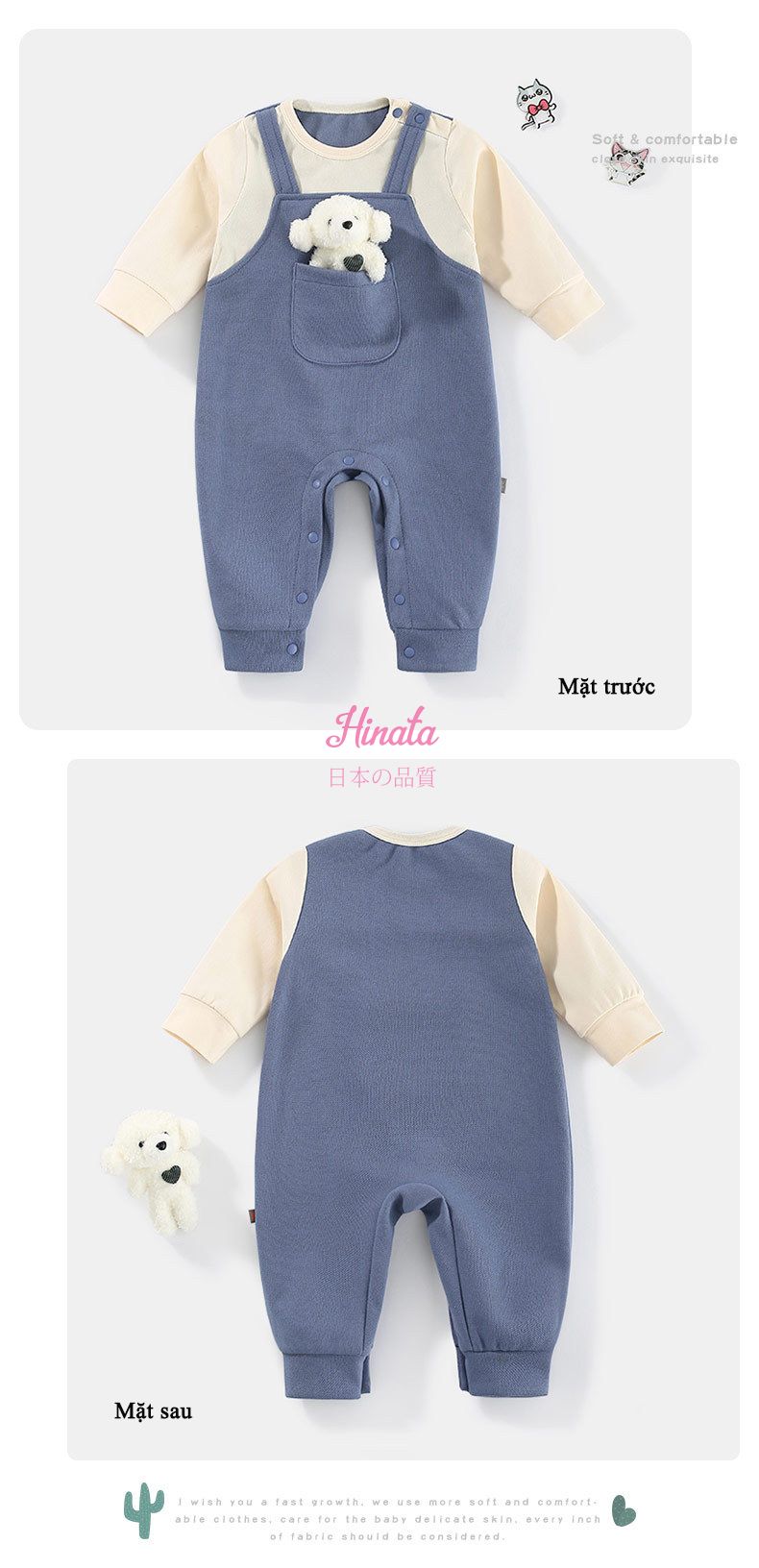 Body Sleepsuit unisex túi gấu Hinata BF29