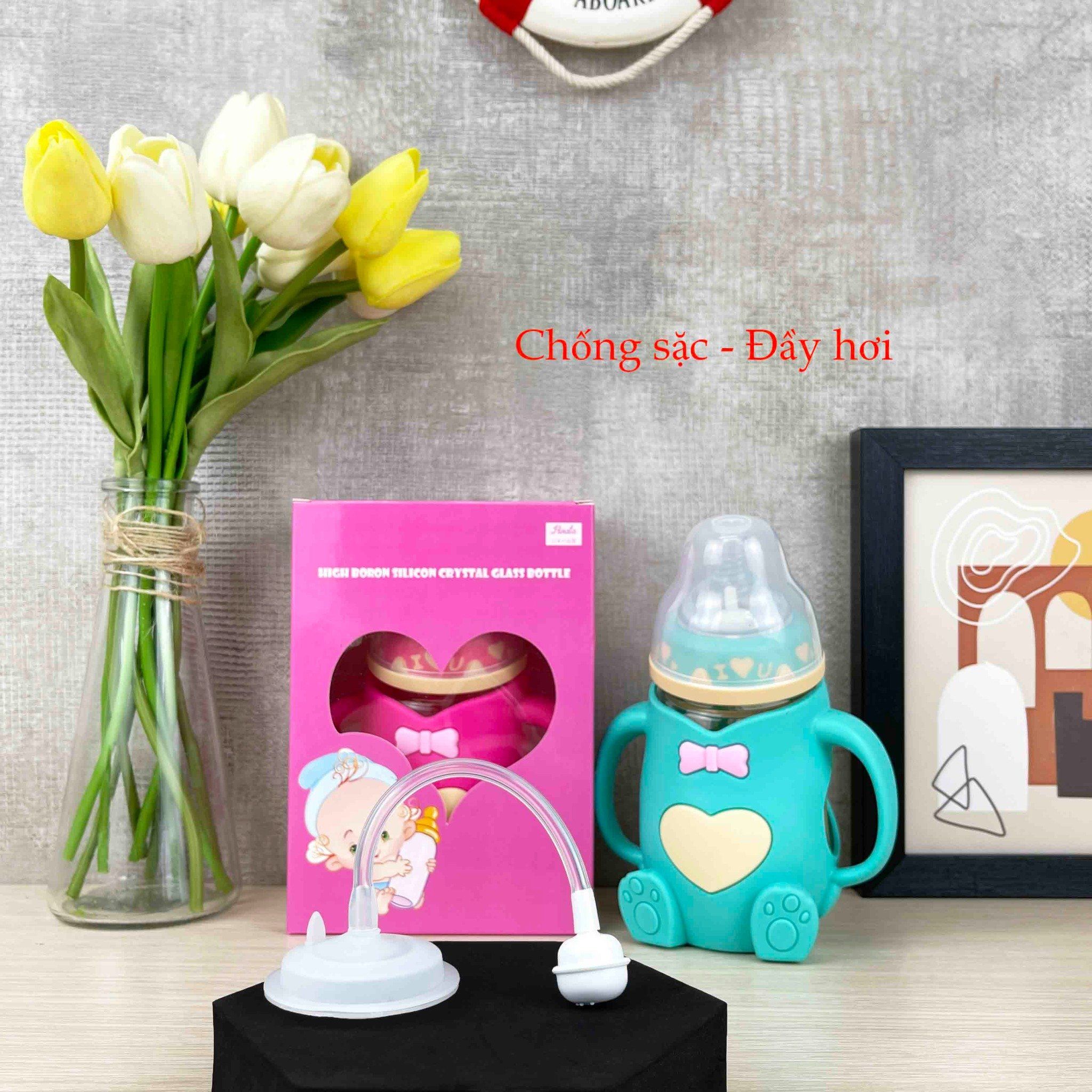 Bình sữa thủy tinh chống sặc cho bé Hinata BS01