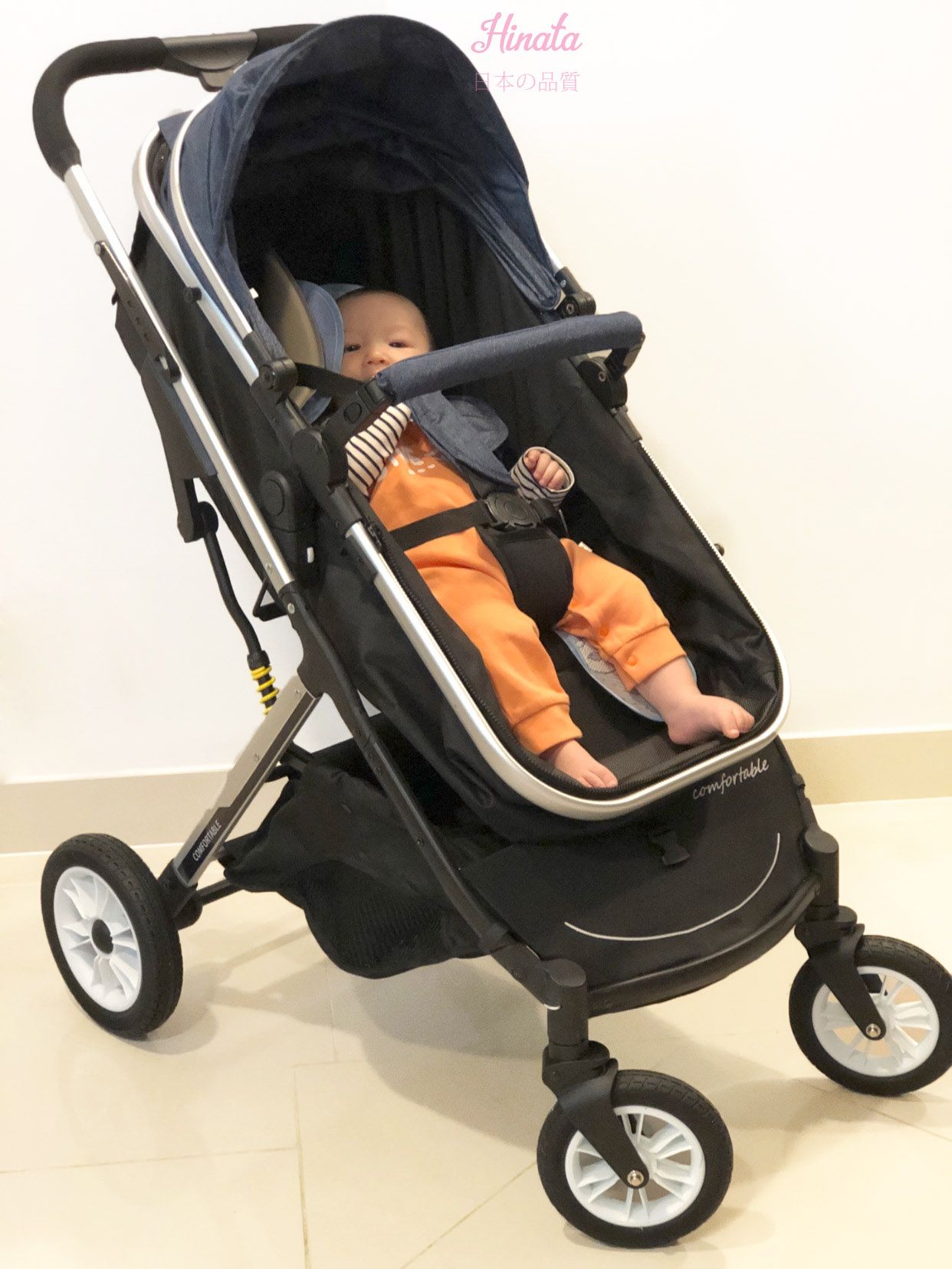 Xe đẩy nôi đi động cao cấp gấp gọn 3 trong 1, đẩy 2 chiều thuận tiện - XD10 Hinata Nhật Bản
