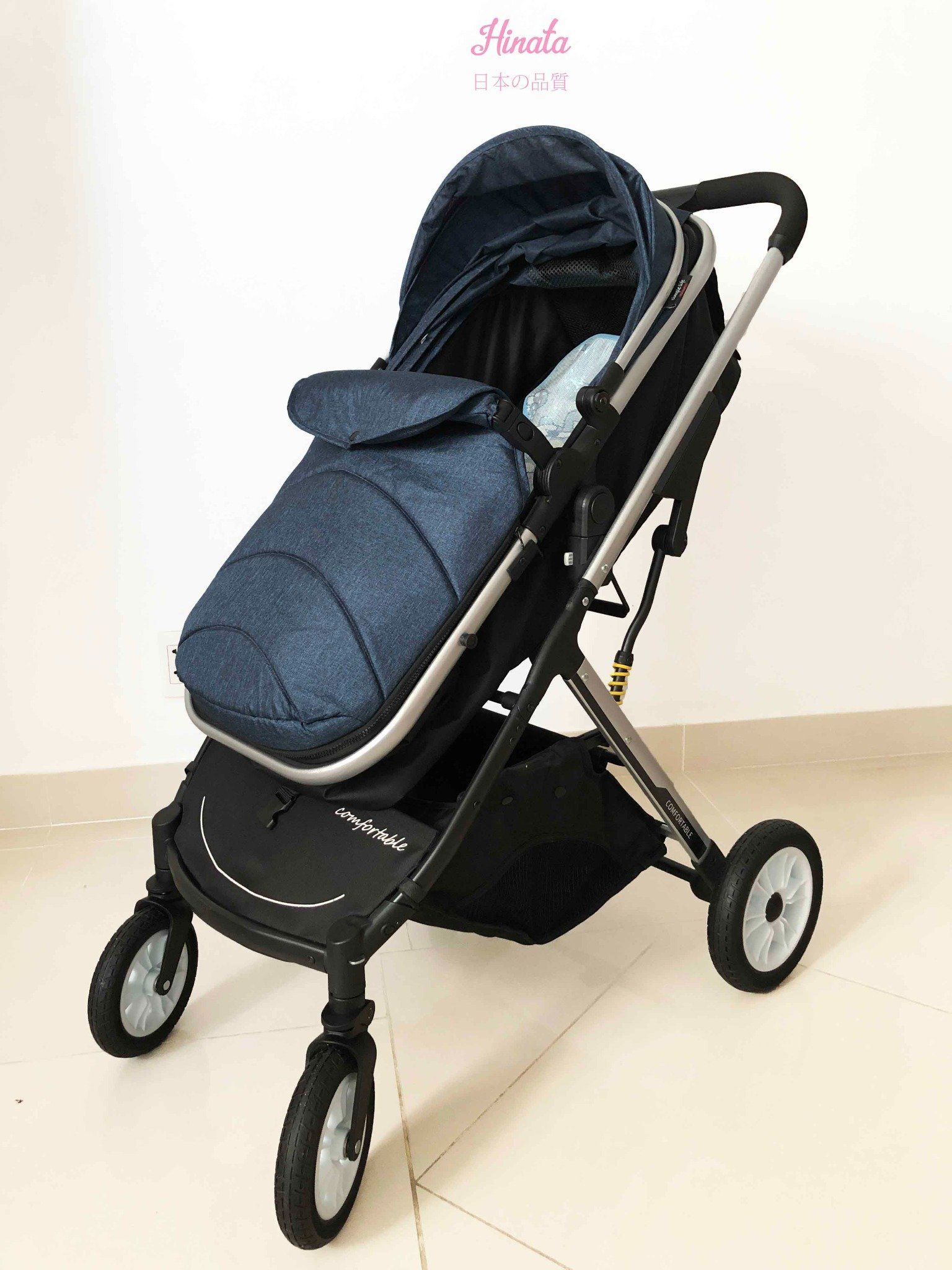 Xe đẩy nôi đi động cao cấp gấp gọn 3 trong 1, đẩy 2 chiều thuận tiện - XD10 Hinata Nhật Bản