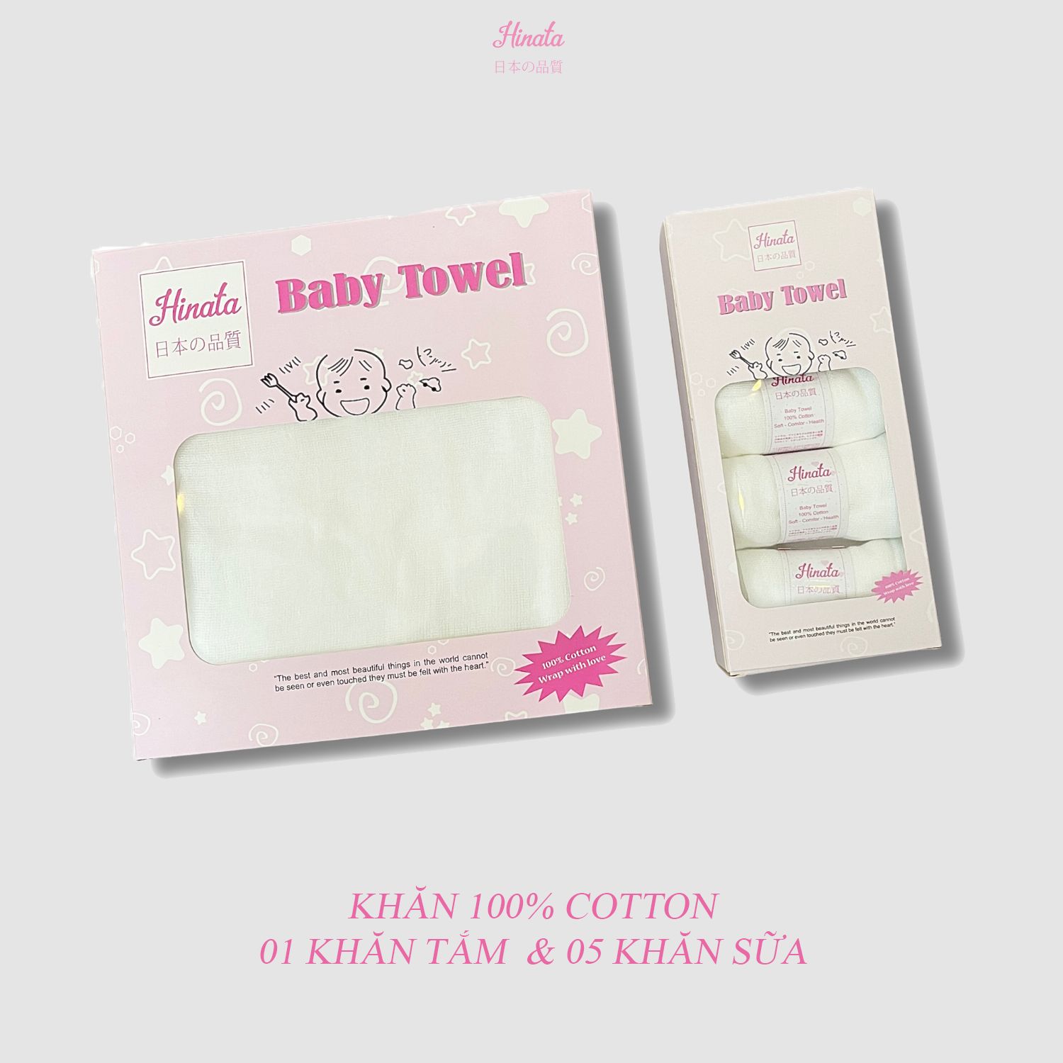 Khăn gạc, khăn tắm Hinata KG04_Không bụi bông, siêu mềm mịn