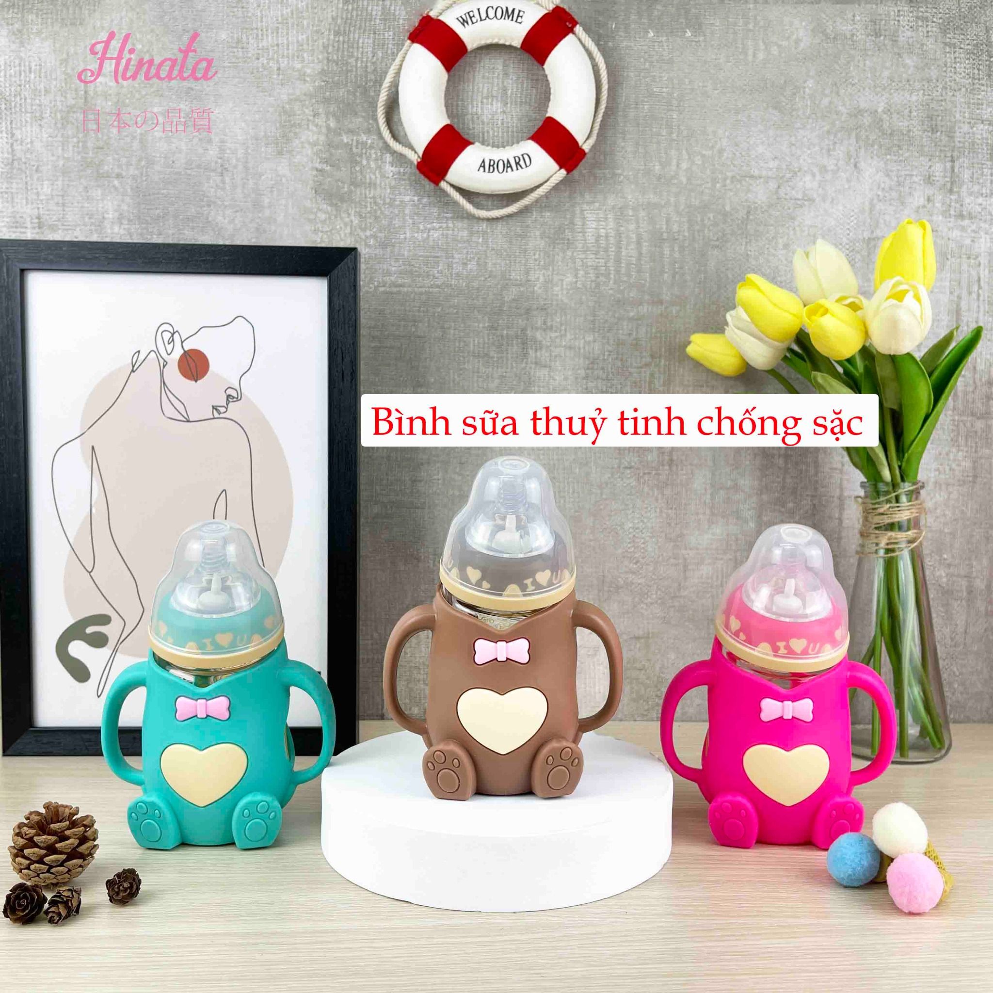 Bình sữa thủy tinh chống sặc cho bé Hinata BS01