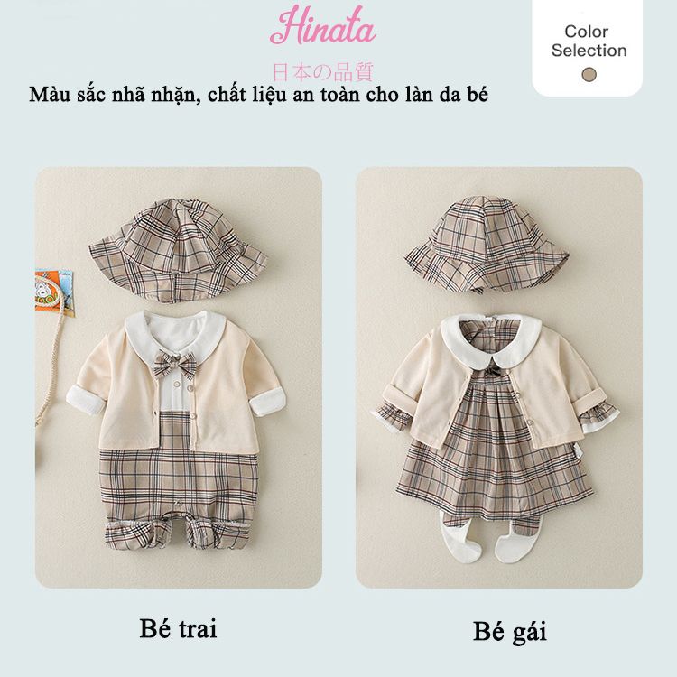 Set phối caro cho bé trai, bé gái Hinata BF34