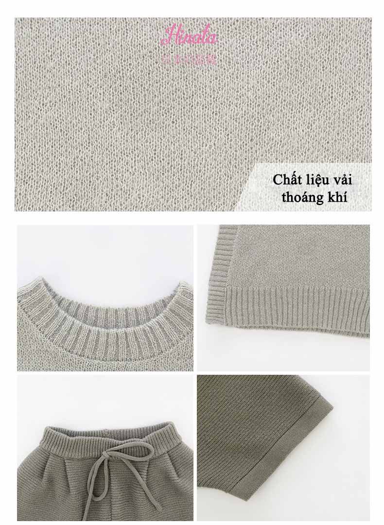 Set áo Ghi-lê quần len phong cách Nhật cho bé trai BF37 Hinata