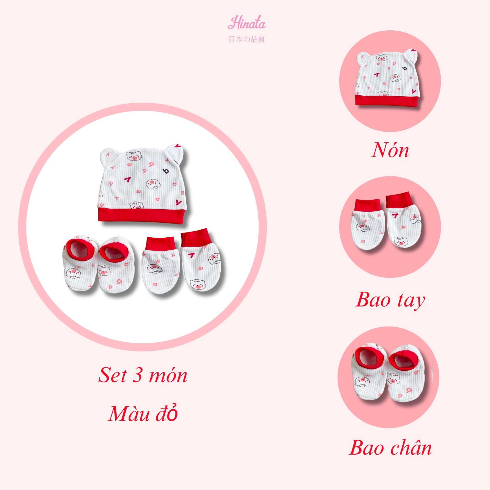 Mũ, Vớ, Bao tay sơ sinh cho bé từ 0-6 tháng Hinata CB01