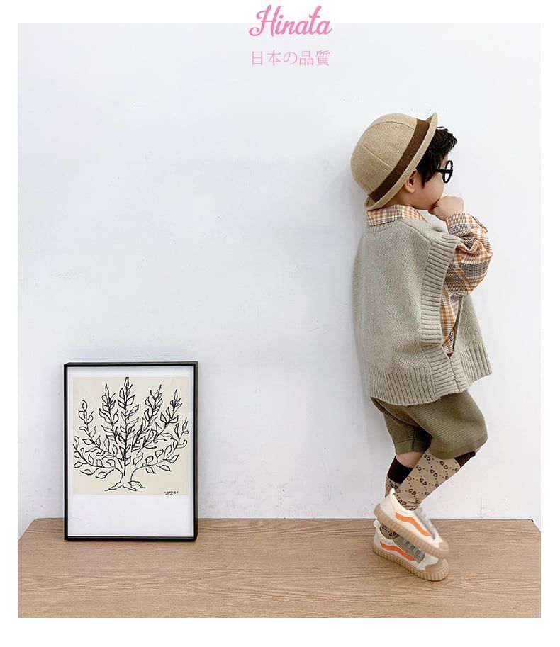 Set áo Ghi-lê quần len phong cách Nhật cho bé trai BF37 Hinata