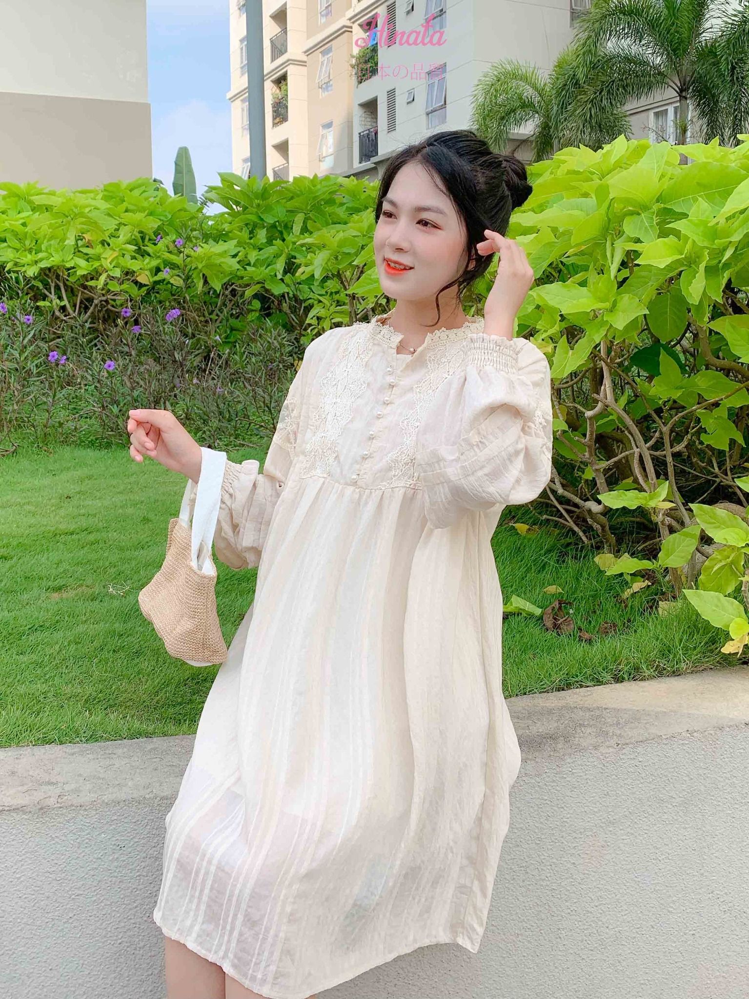 (SALE) Đầm bầu phối ren Hinata DB015