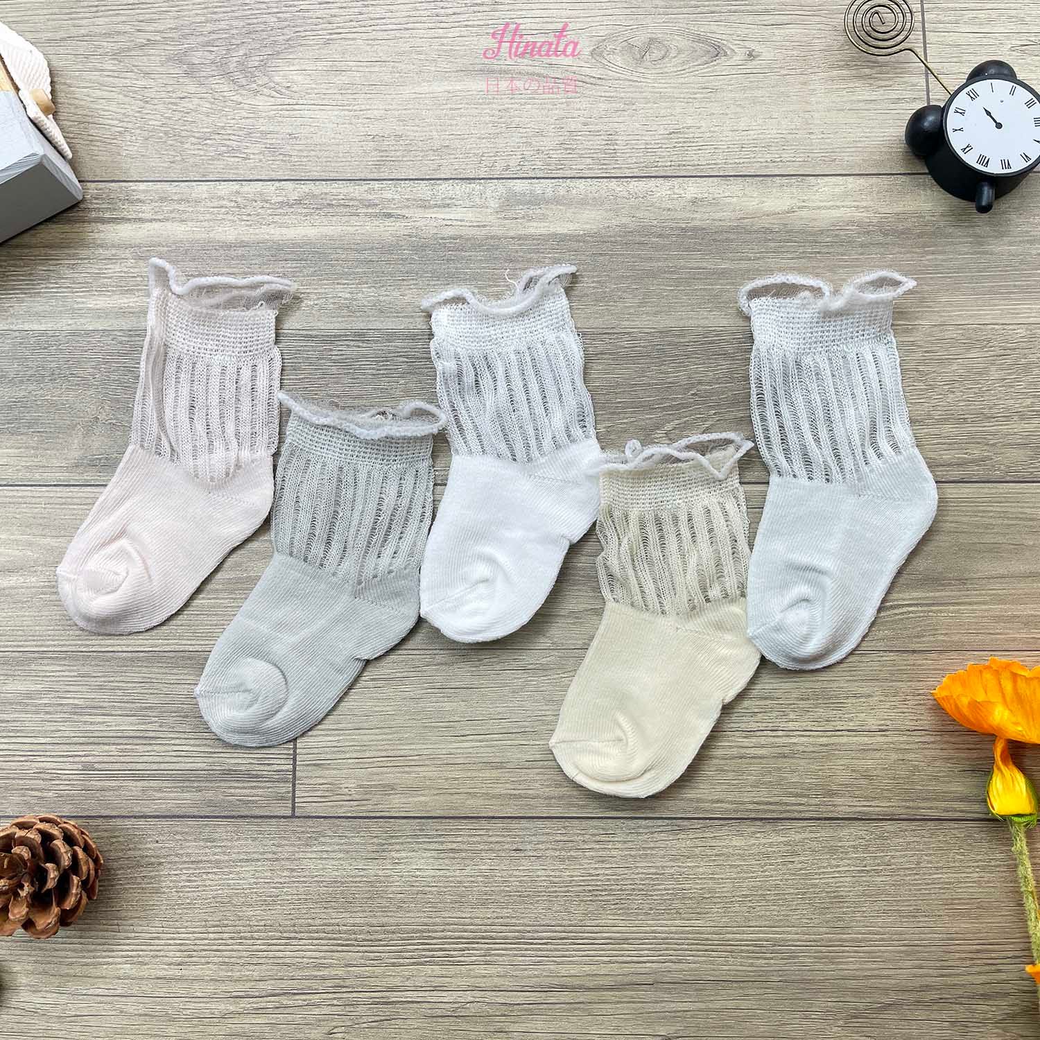 Set 5 Vớ cho bé trơn Nhật Bản V12_Thoáng khí , thun co dãn